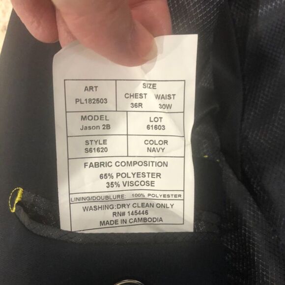 Men's Pierre Laurant Dark Blue Suit Jacket 36R Pants 30" x 32" - Picture 8 of 16